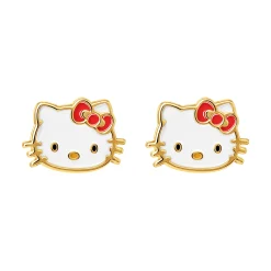 JACMEL JEWELRY INC Hello Kitty 10K Yellow Gold Enamel Stud Earrings