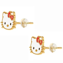JACMEL JEWELRY INC Hello Kitty 10K Yellow Gold Enamel Stud Earrings