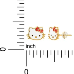 JACMEL JEWELRY INC Hello Kitty 10K Yellow Gold Enamel Stud Earrings