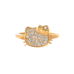 JACMEL JEWELRY INC Hello Kitty 14K Yellow Gold Pavé Diamond Ring (Size 7 Only)