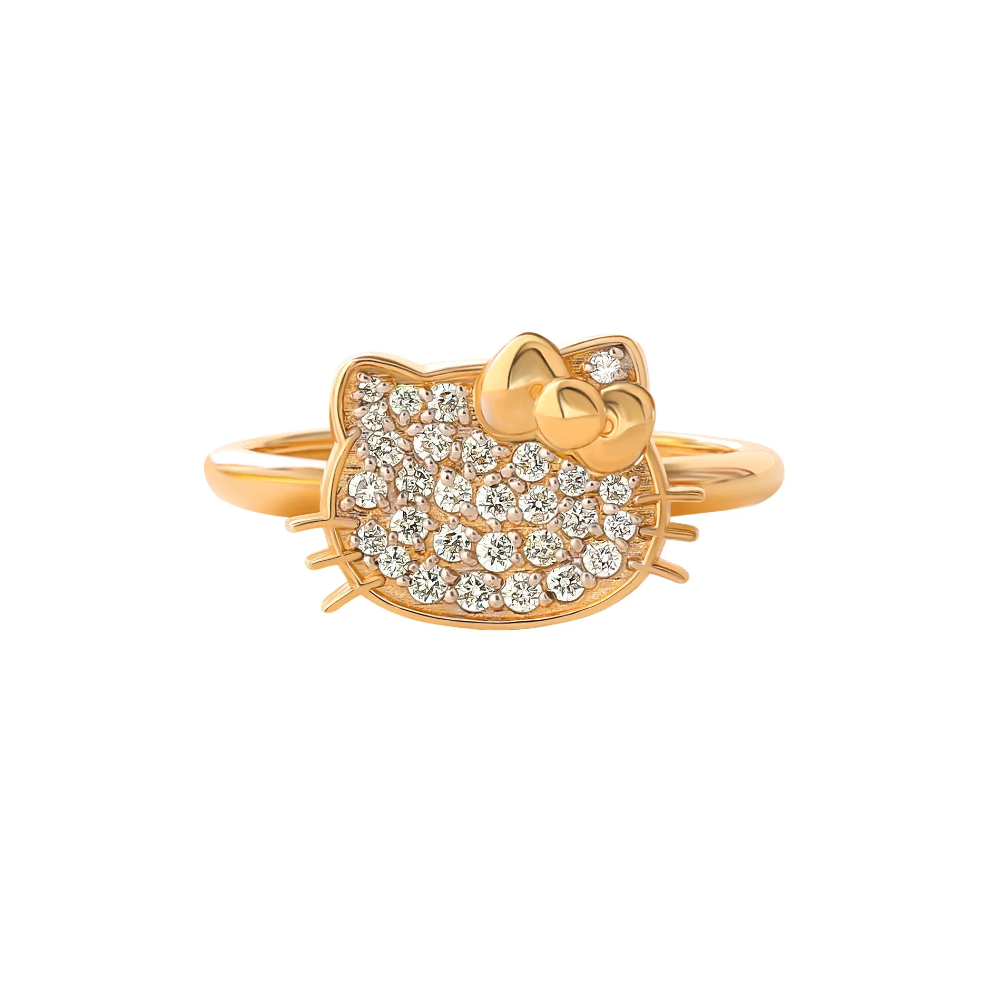 JACMEL JEWELRY INC Hello Kitty 14K Yellow Gold Pavé Diamond Ring (Size 7 Only)