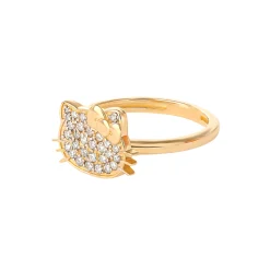 JACMEL JEWELRY INC Hello Kitty 14K Yellow Gold Pavé Diamond Ring (Size 7 Only)