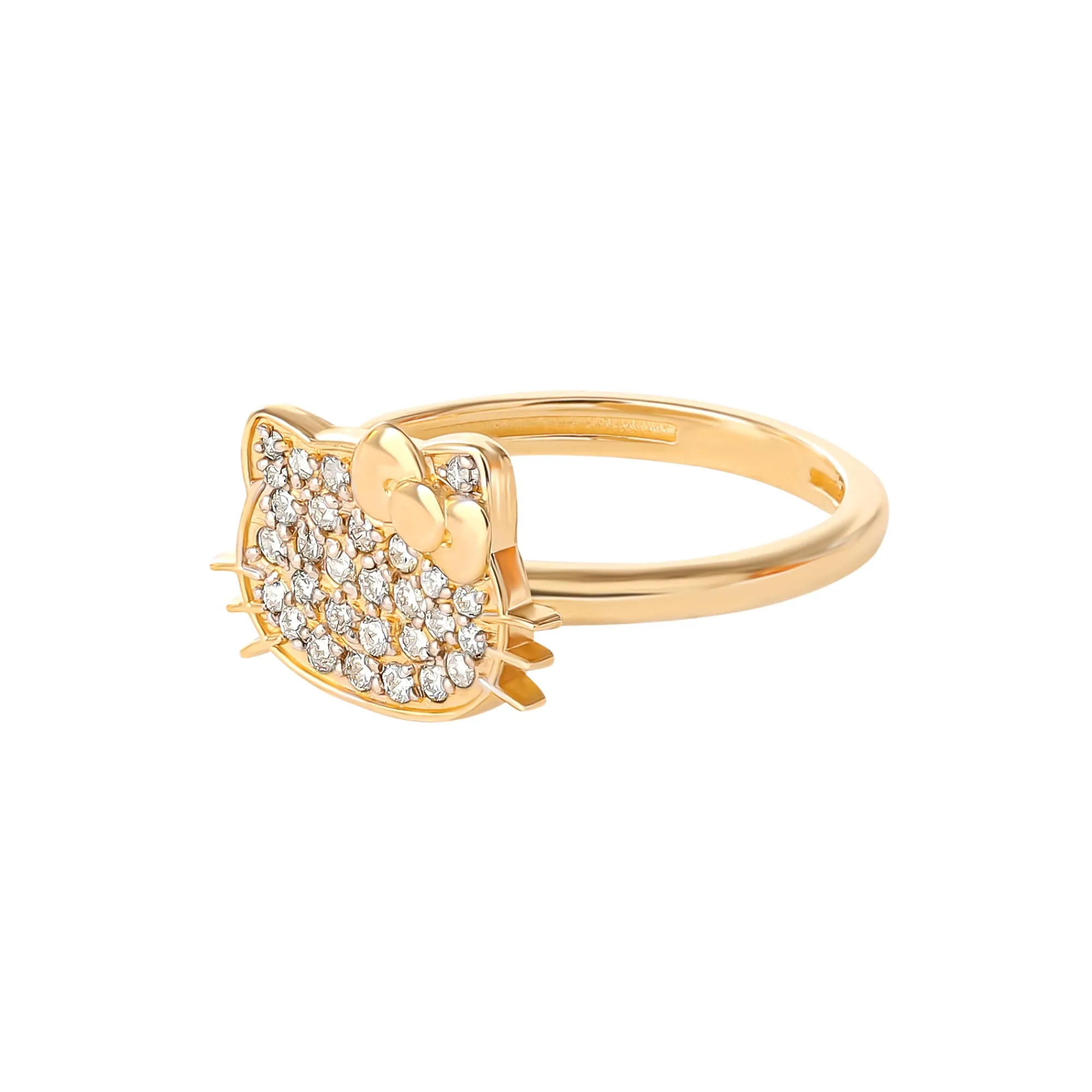 JACMEL JEWELRY INC Hello Kitty 14K Yellow Gold Pavé Diamond Ring (Size 7 Only)