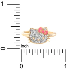 JACMEL JEWELRY INC Hello Kitty 14K Yellow Gold Pavé Diamond Ring With Enamel Bow (Size 7 Only)