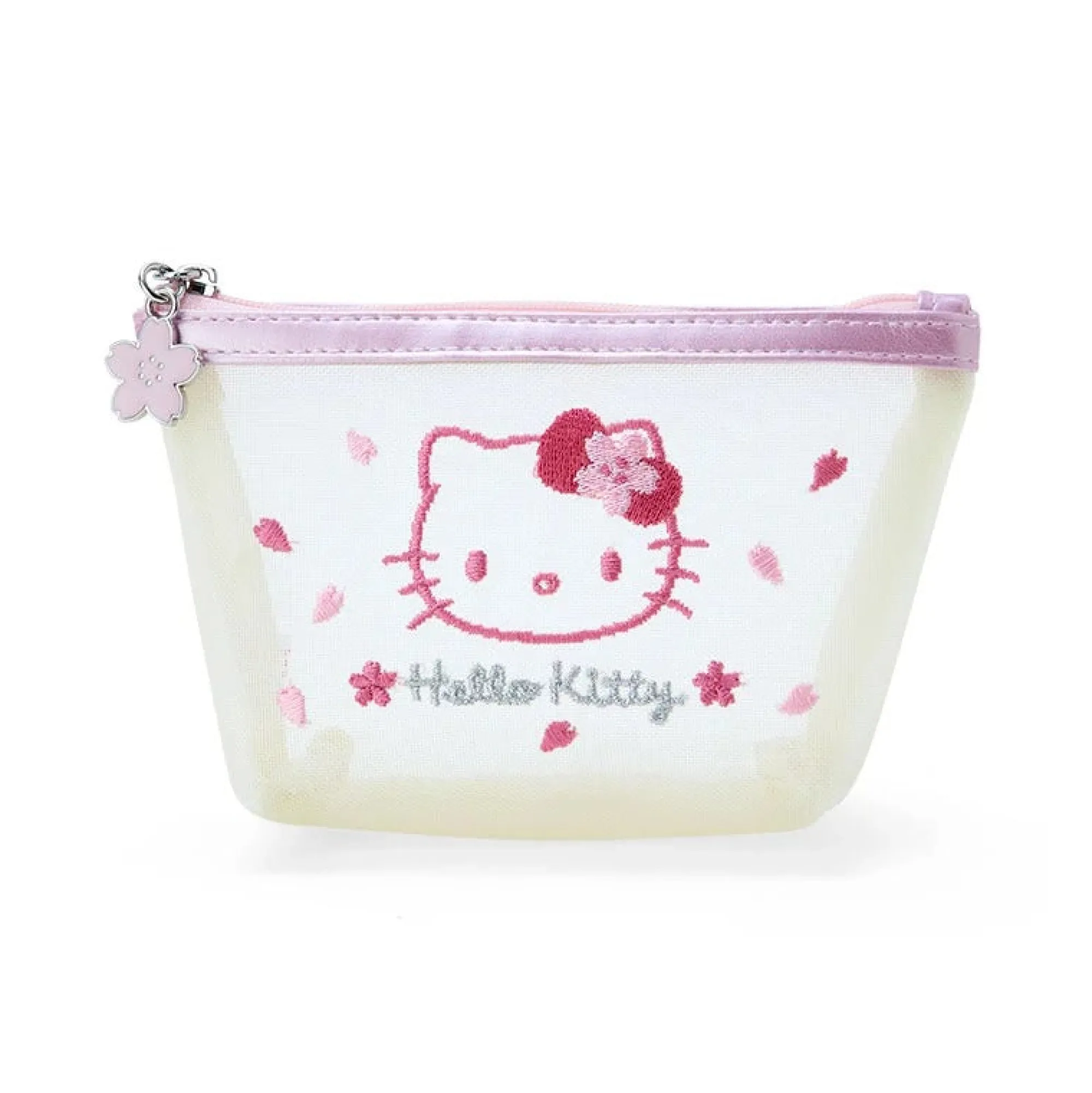 Japan Original Hello Kitty Mesh Zipper Pouch (Pink Sakura Series)