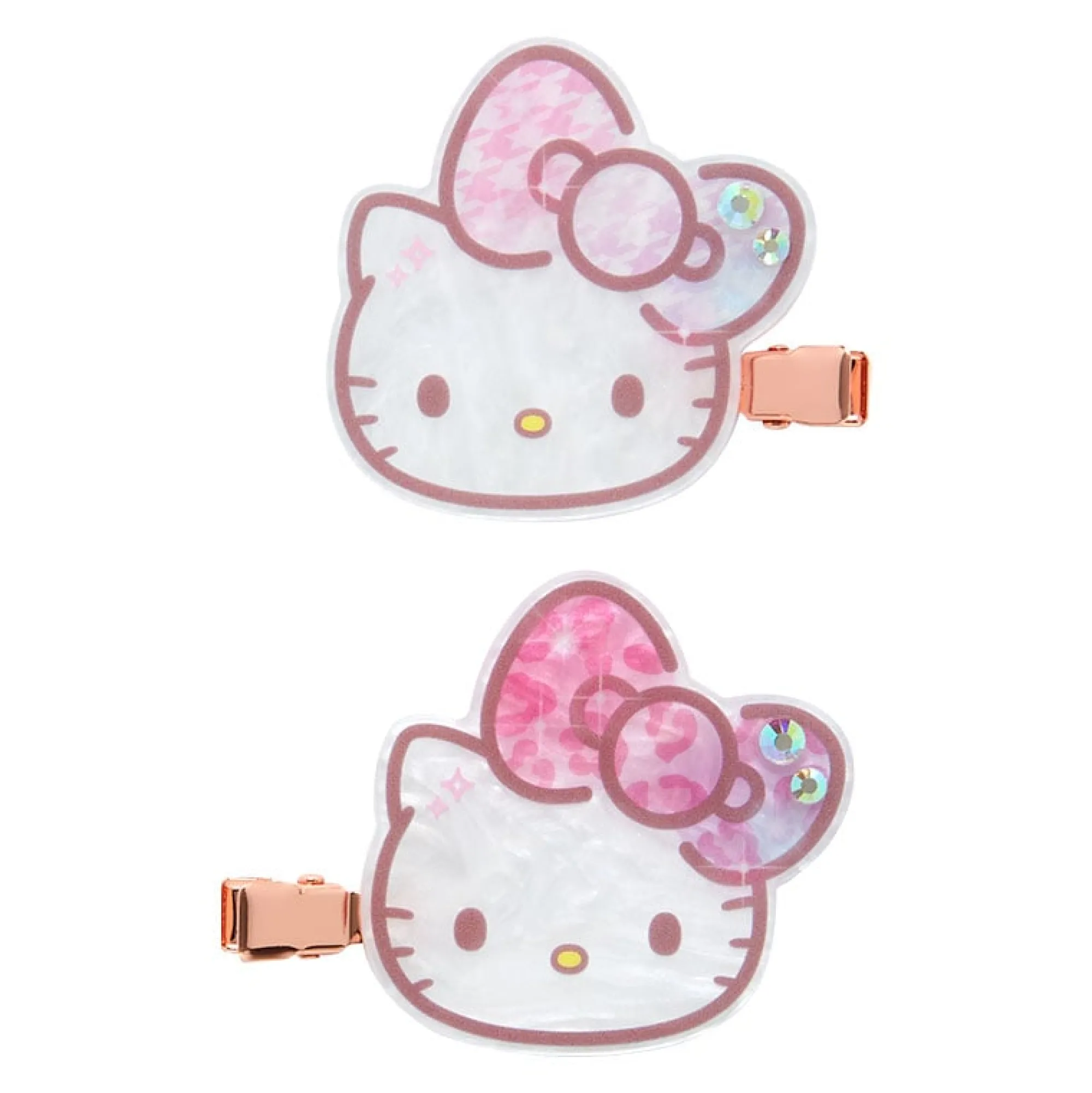 Japan Original Hello Kitty Mini Hair Clip Set 50th Anniv. (Fashionable Ribbons Series)