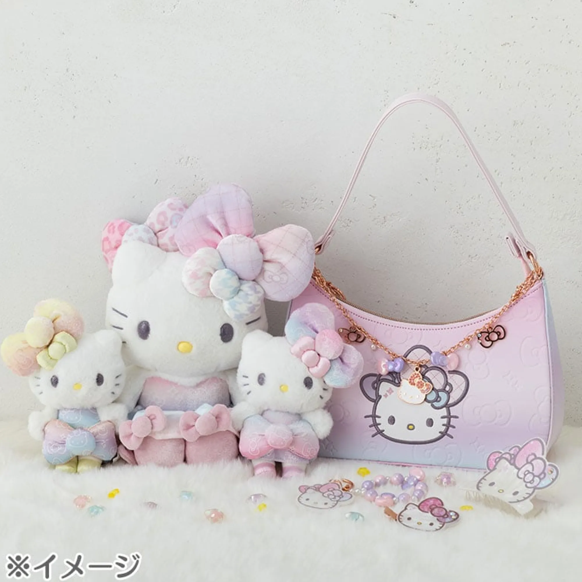 Japan Original Hello Kitty Mini Hair Clip Set 50th Anniv. (Fashionable Ribbons Series)