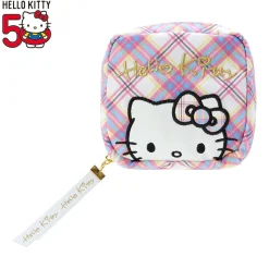 Japan Original Hello Kitty Mini Zipper Pouch (Hello Kitty Dress Tartan Series)