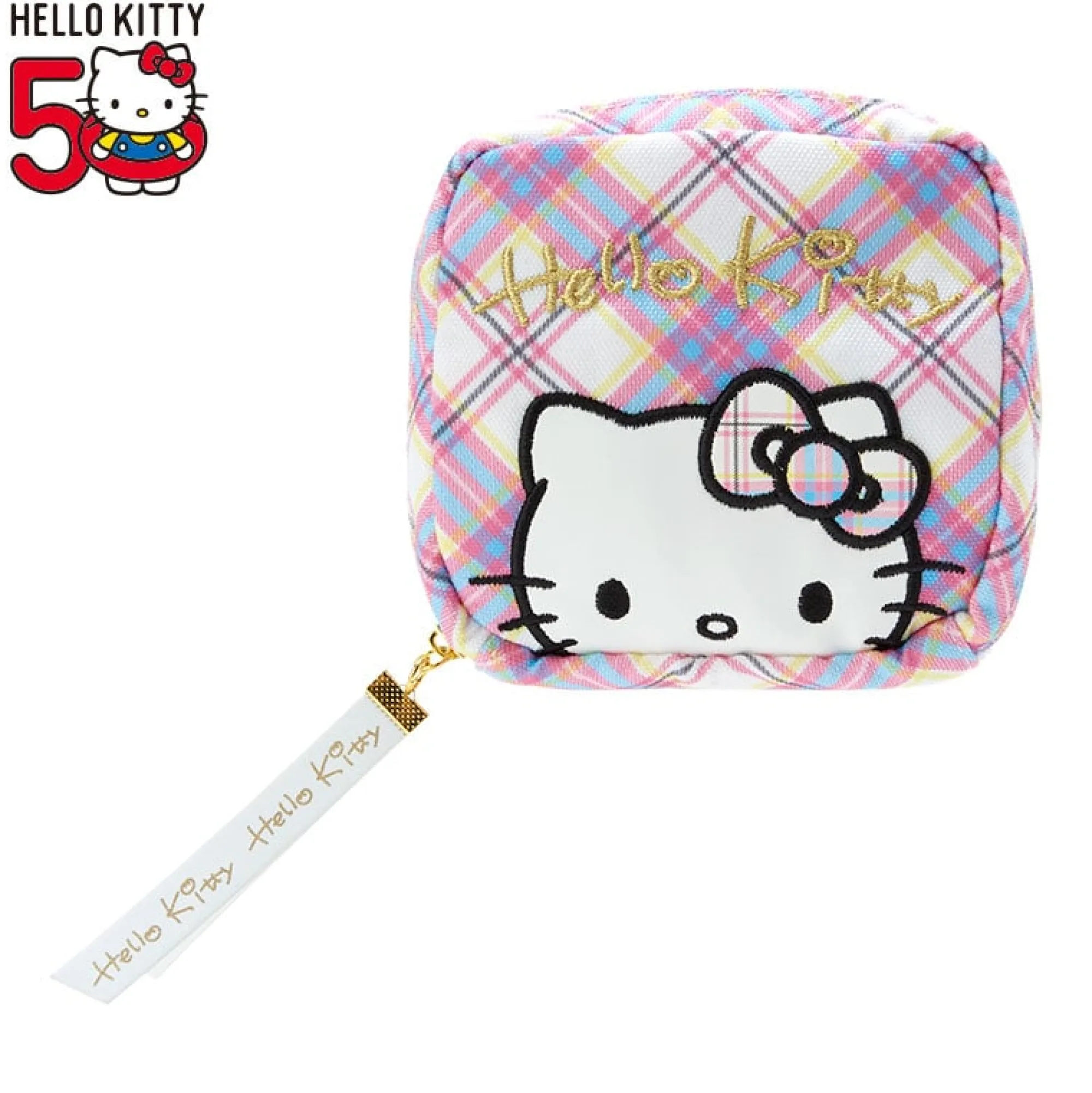 Japan Original Hello Kitty Mini Zipper Pouch (Hello Kitty Dress Tartan Series)