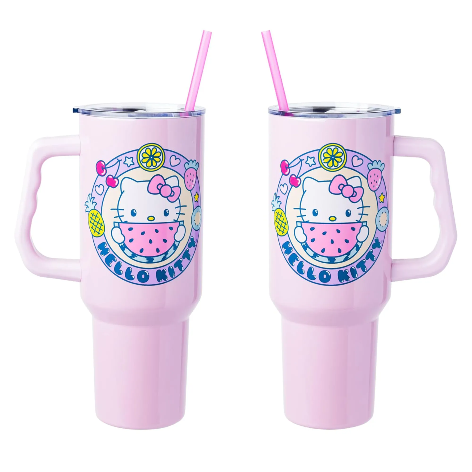 Silver Buffalo Hello Kitty 40oz Stainless Steel Travel Tumbler (Kawaii Fruit)