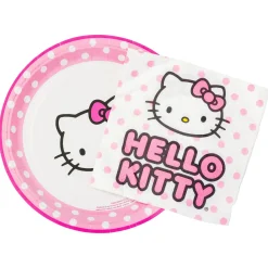 Silver Buffalo Hello Kitty Paper Napkin & Plate 32-pc Party Pack (Pink Dots)