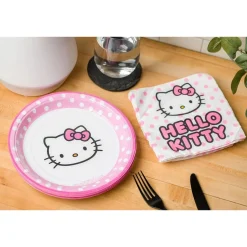 Silver Buffalo Hello Kitty Paper Napkin & Plate 32-pc Party Pack (Pink Dots)