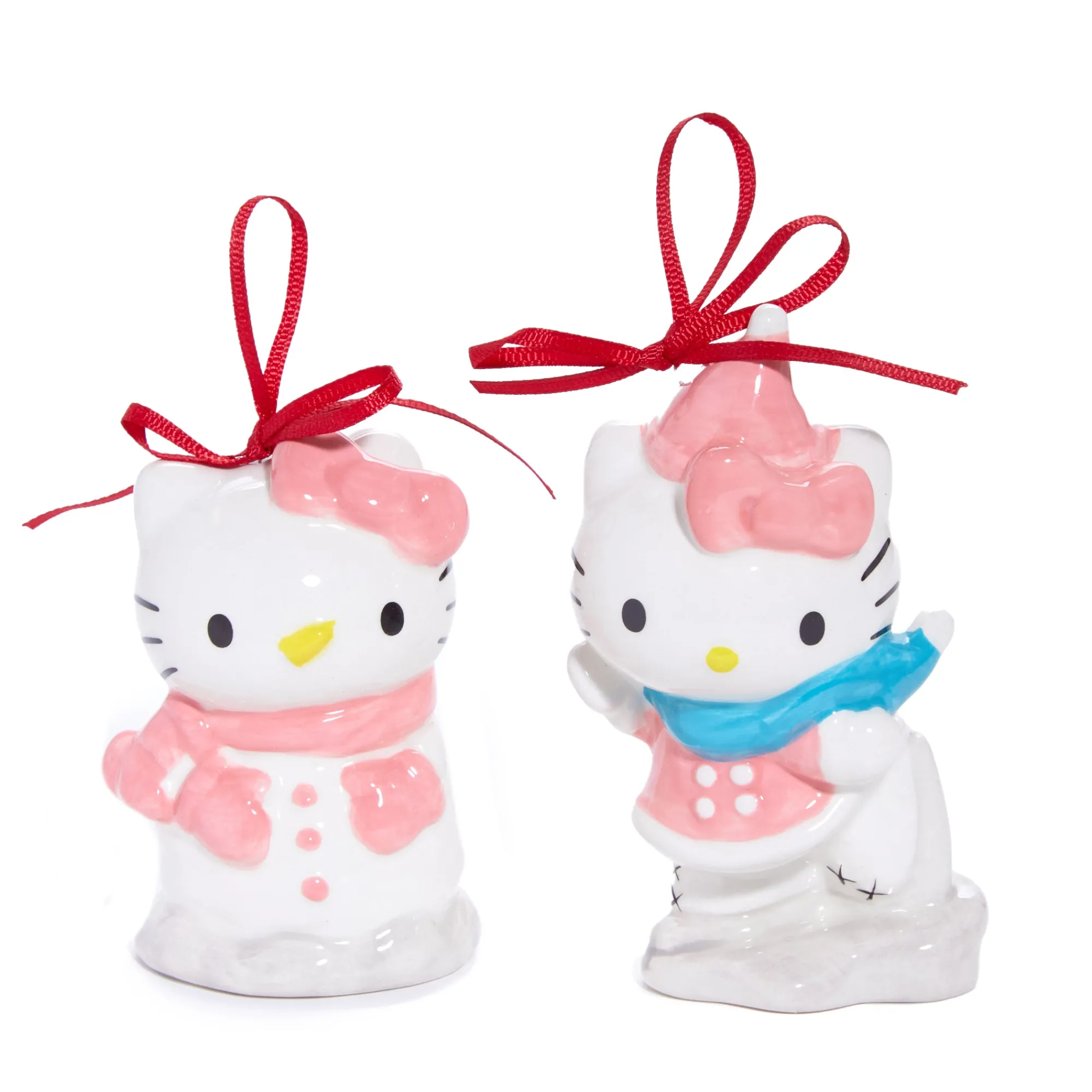 Blue Sky Clayworks Hello Kitty 2-pc Holiday Ceramic Ornament Set (Winter Play)
