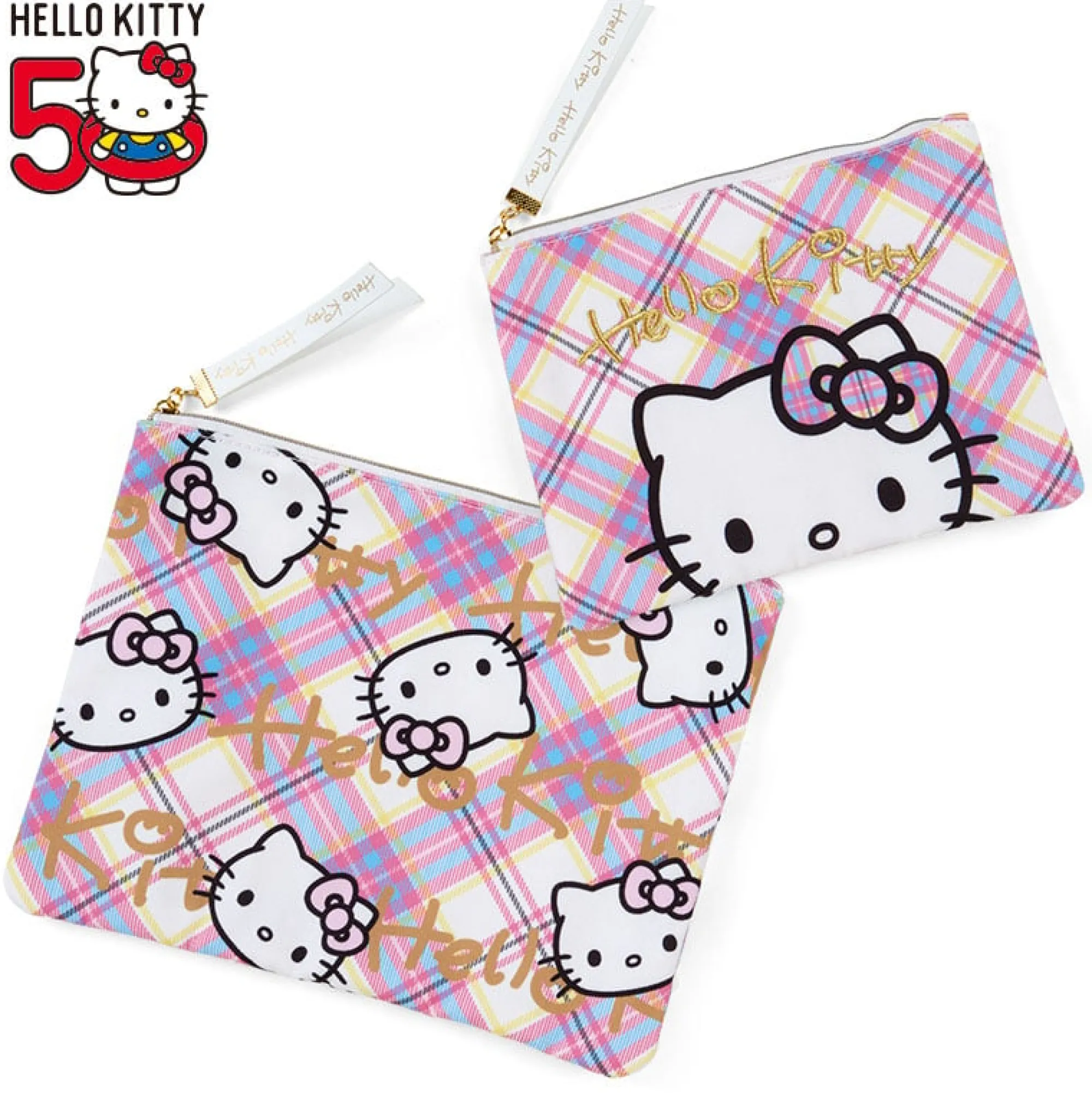 Japan Original Hello Kitty 2-Piece Pouch Set (Hello Kitty Dress Tartan Series)