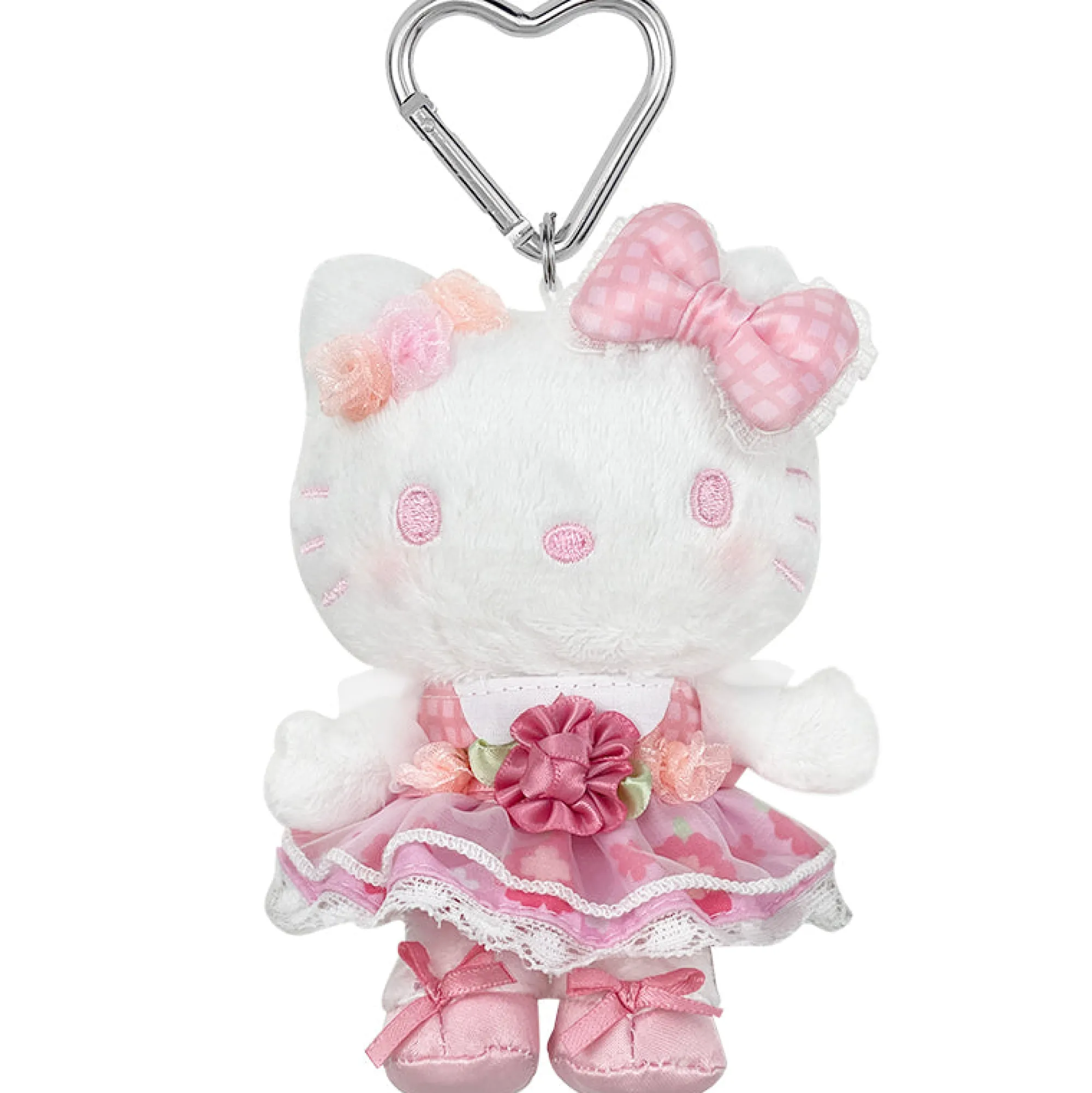 Global Original Hello Kitty Pink Plush Mascot Keychain (50th Anniv. Floral Series)