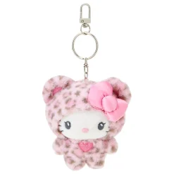 Japan Original Hello Kitty Pink Plush Mascot Keychain (Leopard Pals Series)