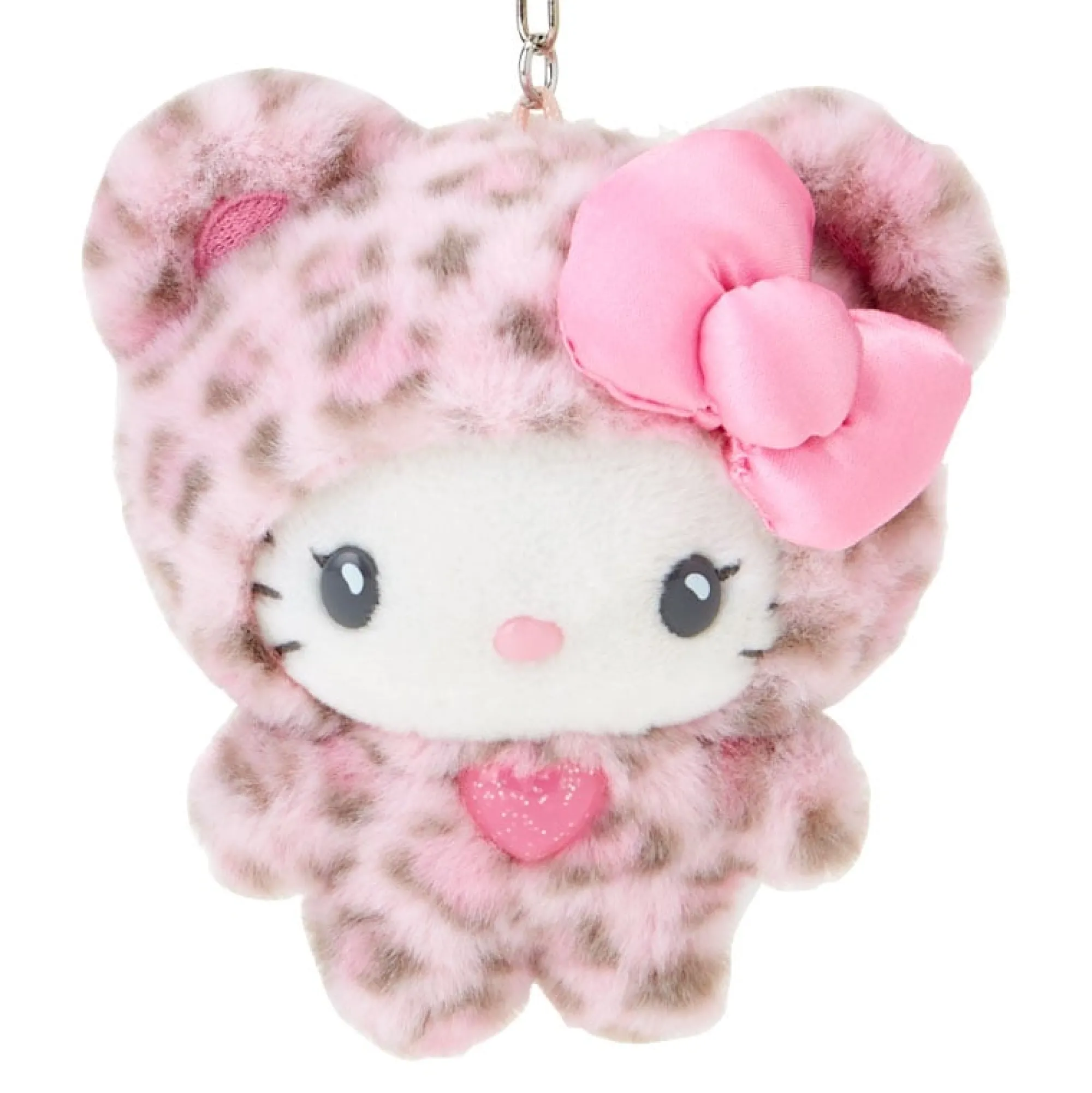 Japan Original Hello Kitty Pink Plush Mascot Keychain (Leopard Pals Series)