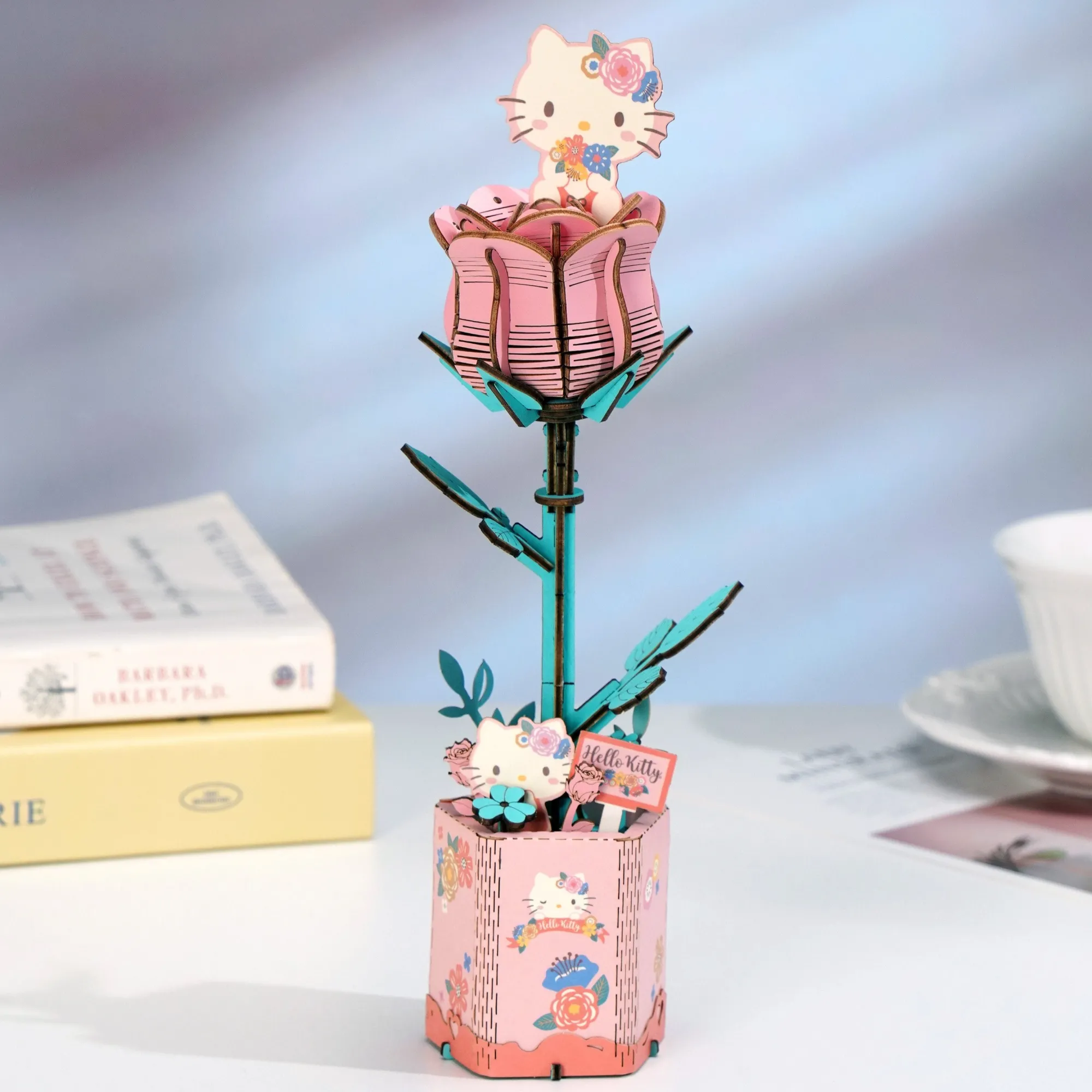 HANDS CRAFT Hello Kitty Pink Rose 3D Wooden Puzzle