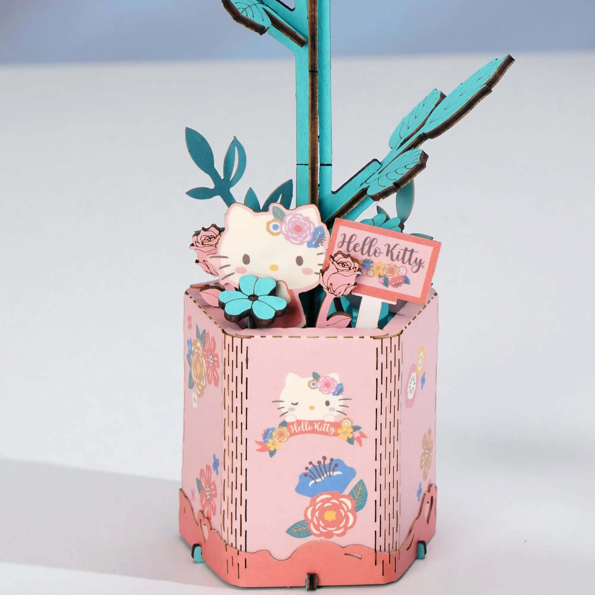 HANDS CRAFT Hello Kitty Pink Rose 3D Wooden Puzzle