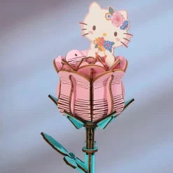 HANDS CRAFT Hello Kitty Pink Rose 3D Wooden Puzzle