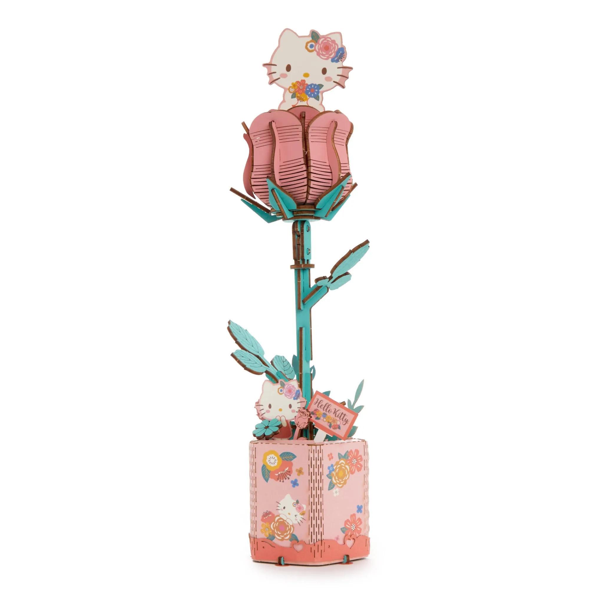 HANDS CRAFT Hello Kitty Pink Rose 3D Wooden Puzzle