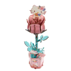 HANDS CRAFT Hello Kitty Pink Rose 3D Wooden Puzzle