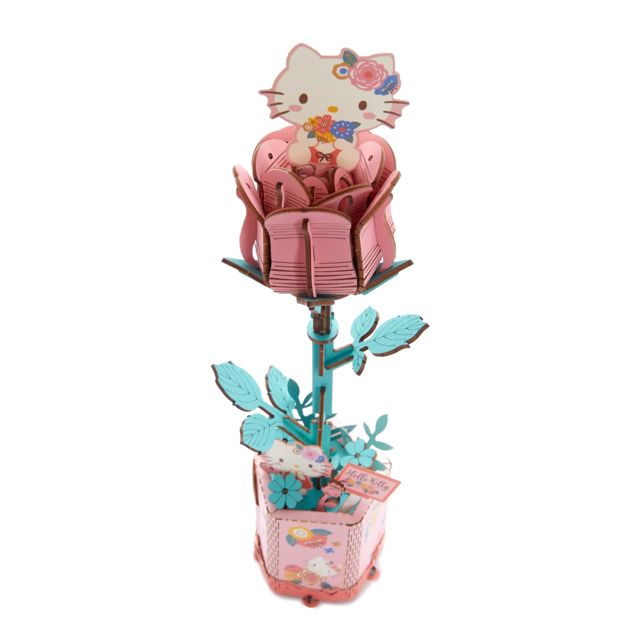 HANDS CRAFT Hello Kitty Pink Rose 3D Wooden Puzzle