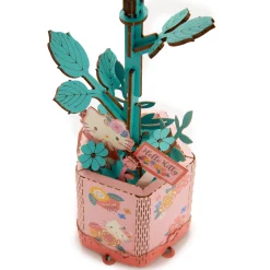 HANDS CRAFT Hello Kitty Pink Rose 3D Wooden Puzzle