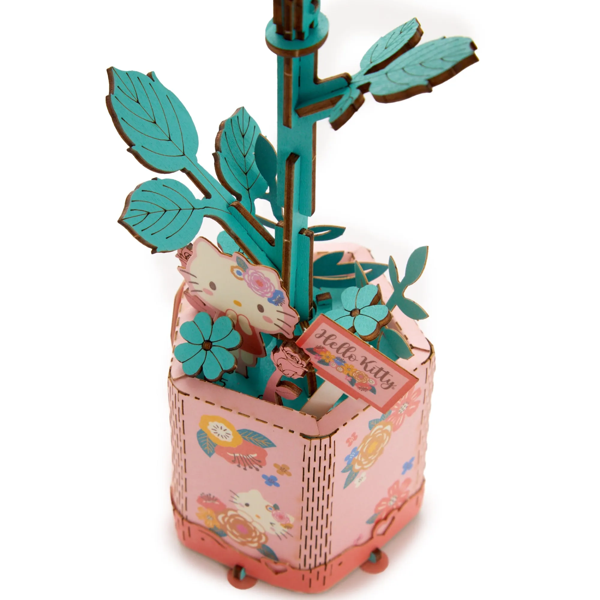 HANDS CRAFT Hello Kitty Pink Rose 3D Wooden Puzzle