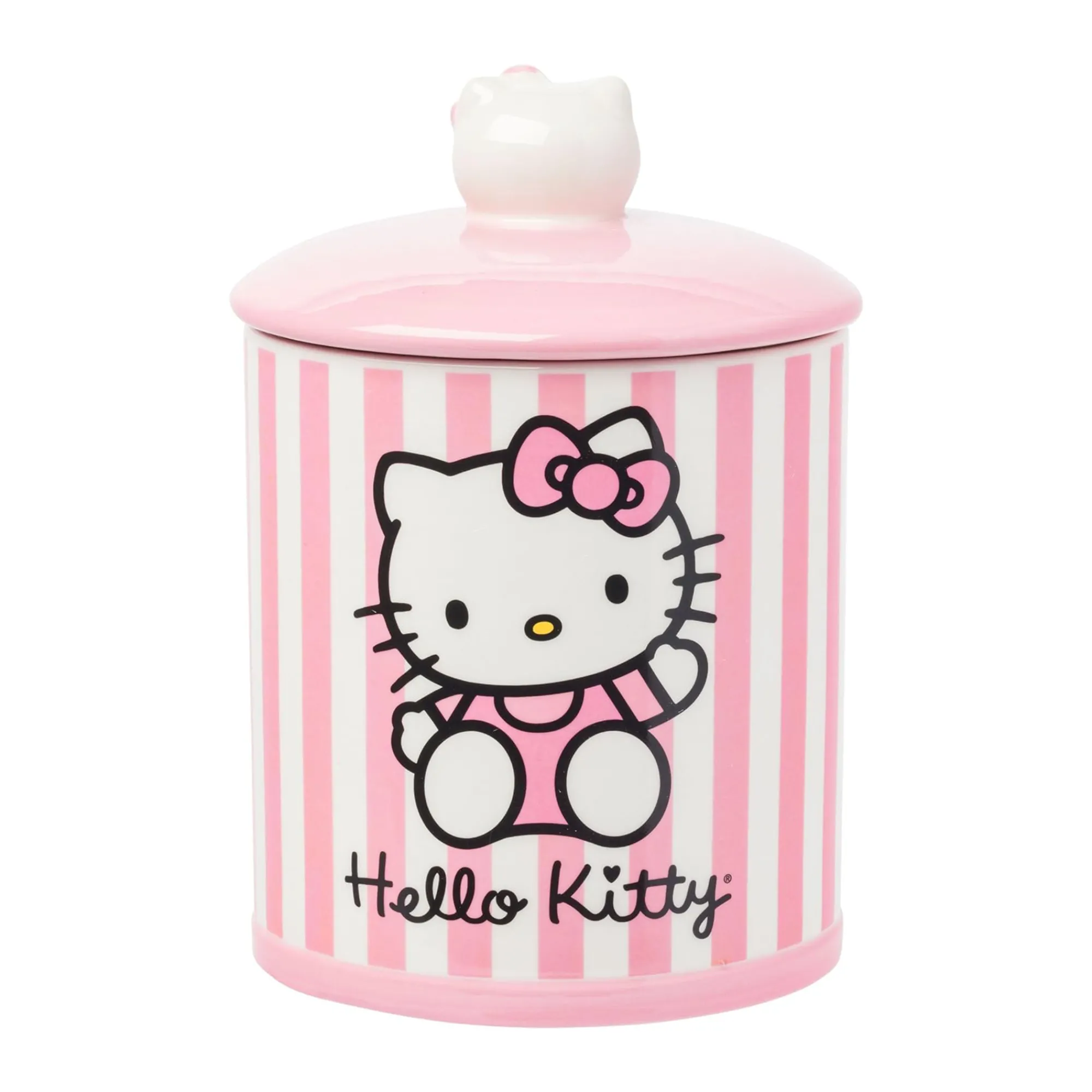 Silver Buffalo Hello Kitty Pink Stripe Ceramic Storage Jar