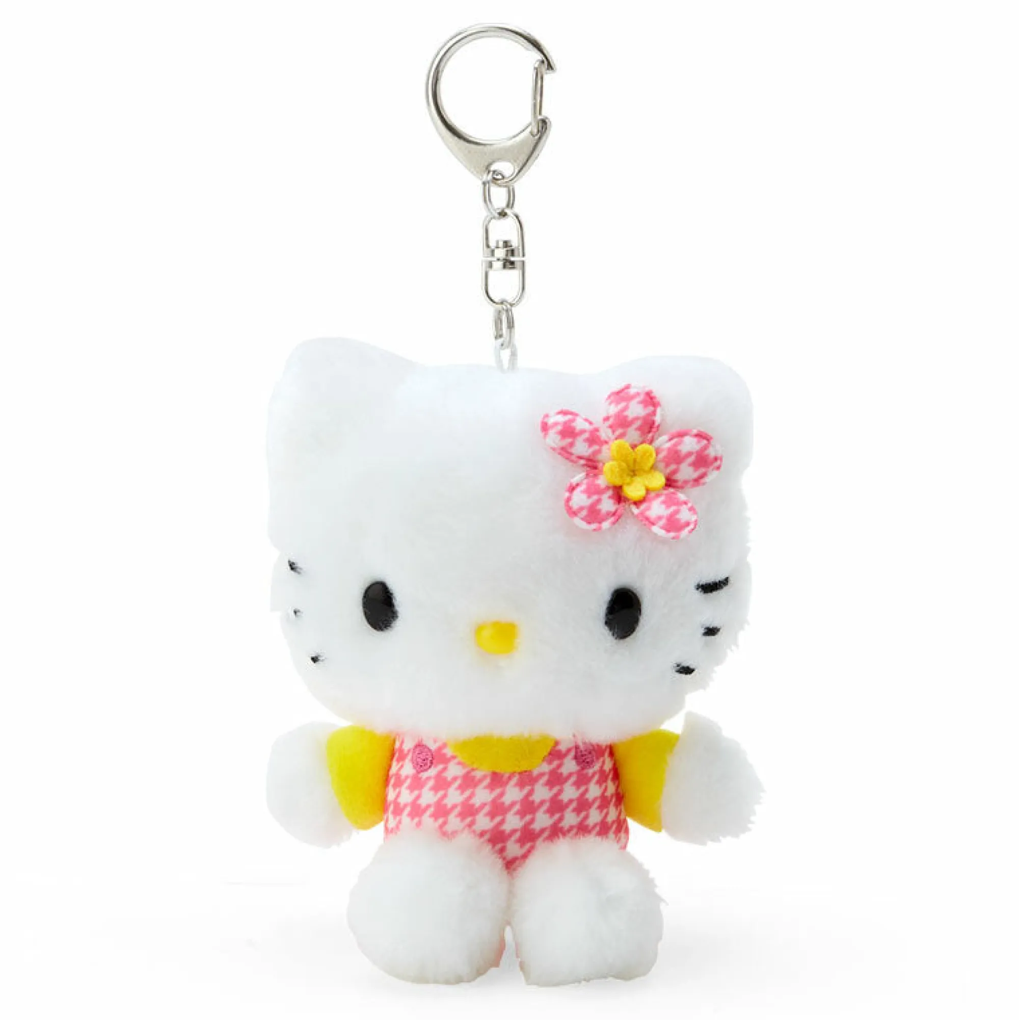 Japan Original Hello Kitty Plush Mascot Keychain (Floral Houndstooth Series)