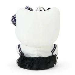 Japan Original Hello Kitty Plush Mascot Keychain (Silver Houndstooth Series)