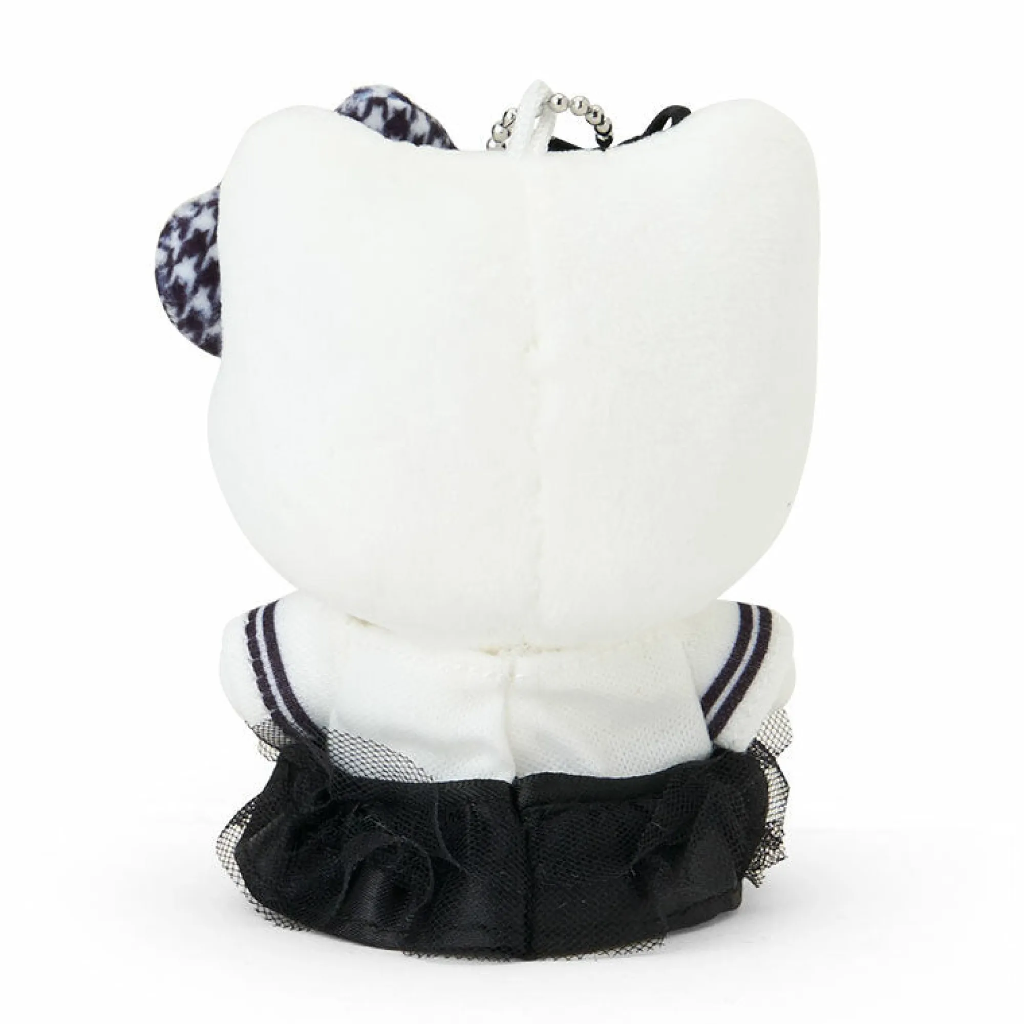 Japan Original Hello Kitty Plush Mascot Keychain (Silver Houndstooth Series)