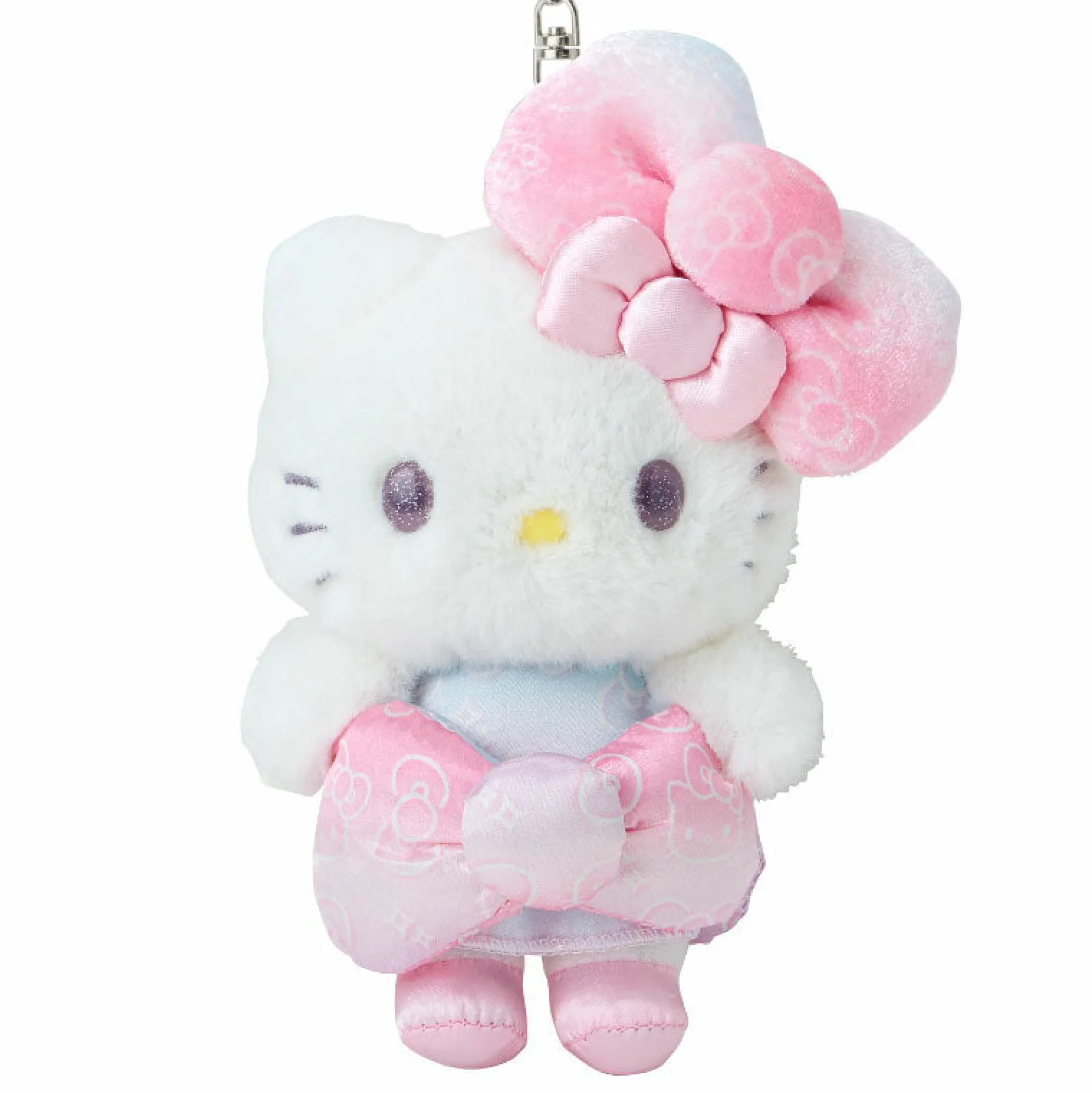 Japan Original Hello Kitty Plush Mascot Keychain 50th Anniv. (Fashionable Ribbons Series)