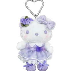 Global Original Hello Kitty Purple Plush Mascot Keychain (50th Anniv. Floral Series)