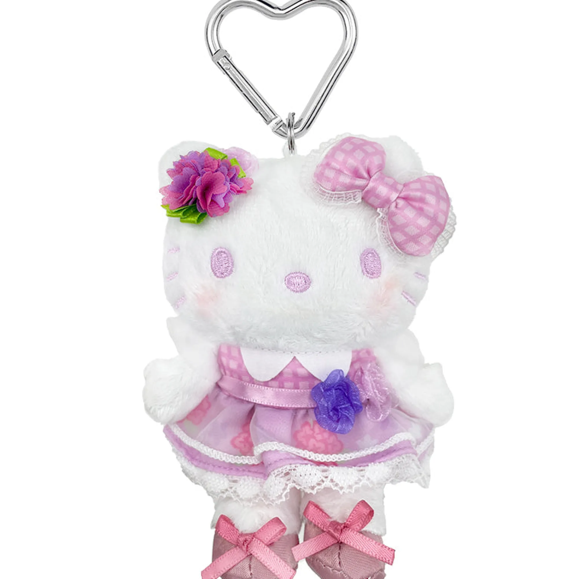 Global Original Hello Kitty Raspberry Plush Mascot Keychain (50th Anniv. Floral Series)