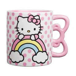 Silver Buffalo Hello Kitty Sculpted Bow & Rainbow Ceramic Mug