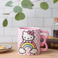 Silver Buffalo Hello Kitty Sculpted Bow & Rainbow Ceramic Mug