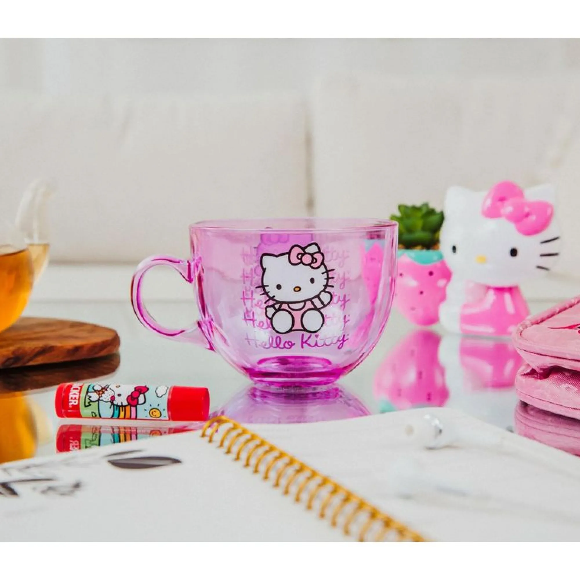 Silver Buffalo LLC Hello Kitty Signature Pink Glass Mug