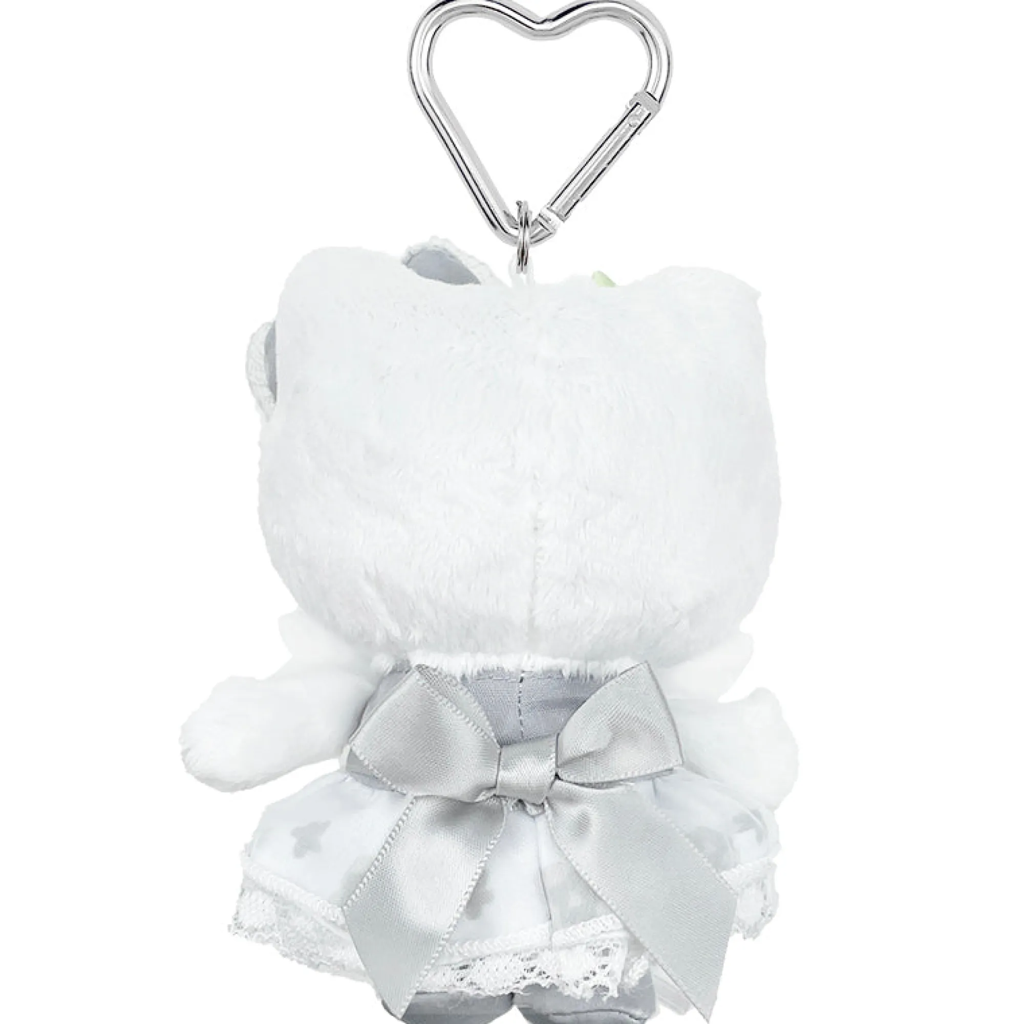 Global Original Hello Kitty Silver Plush Mascot Keychain (50th Anniv. Floral Series)