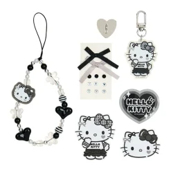 Japan Original Hello Kitty Smartphone Charm Set (Silver Houndstooth Series)