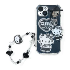 Japan Original Hello Kitty Smartphone Charm Set (Silver Houndstooth Series)