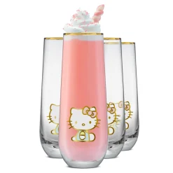 JoyJolt Hello Kitty Stay Gold Stemless Flutes (Set of 4)