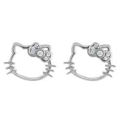 JACMEL JEWELRY INC Hello Kitty Sterling Silver Silhouette Diamond Stud Earrings