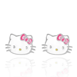 JACMEL JEWELRY INC Hello Kitty Sterling Silver Enamel Stud Earrings