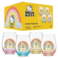 JoyJolt Hello Kitty Sweet Rainbow Stemless Glasses (Set of 4)