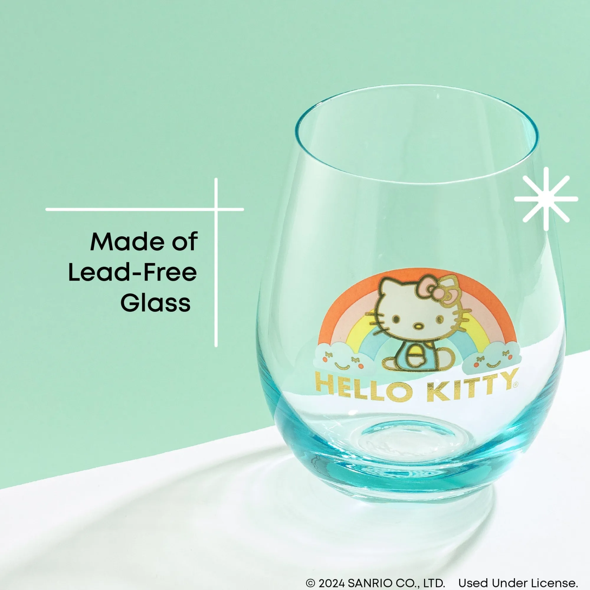JoyJolt Hello Kitty Sweet Rainbow Stemless Glasses (Set of 4)