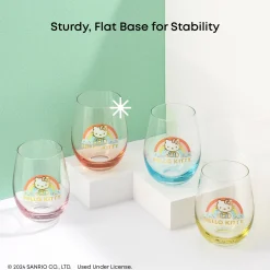JoyJolt Hello Kitty Sweet Rainbow Stemless Glasses (Set of 4)