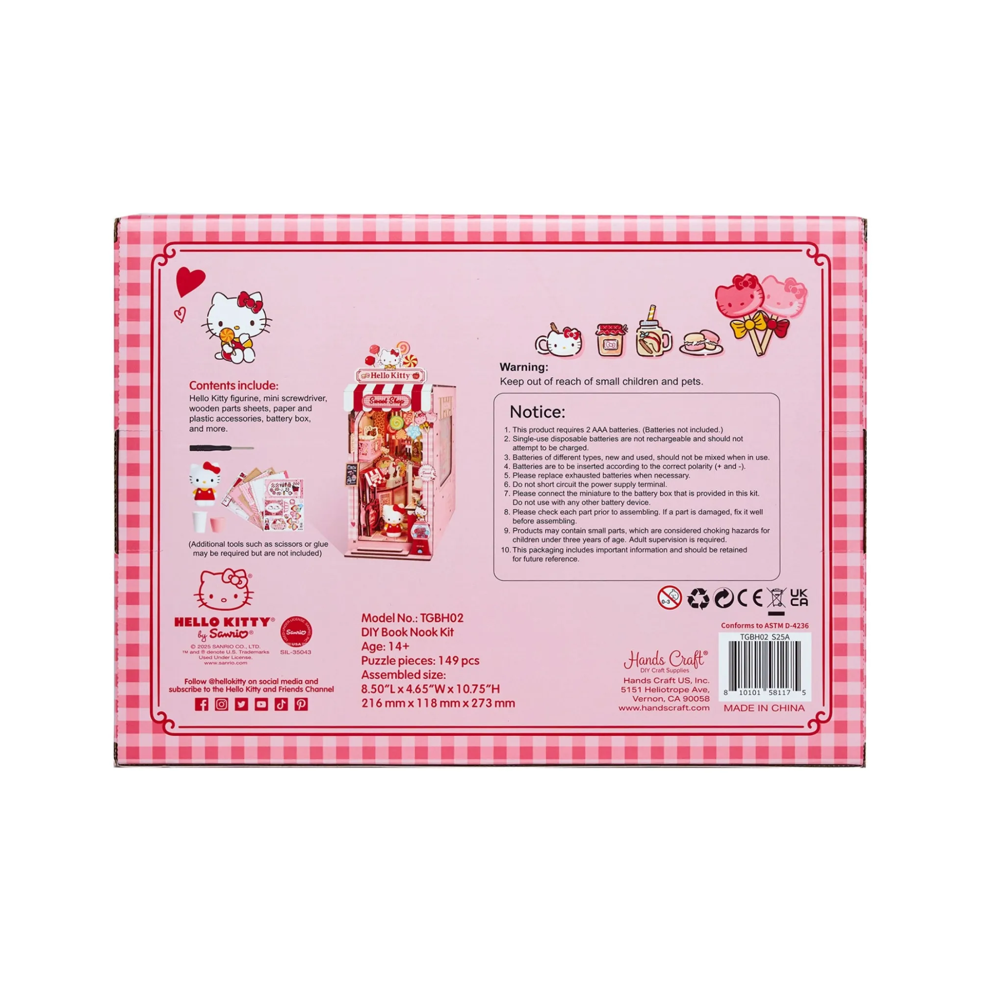 HANDS CRAFT Hello Kitty Sweet Shop DIY Book Nook Kit