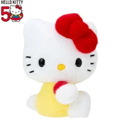 Japan Original Hello Kitty 50th Anniv. Plush Mascot (Yellow Overalls)